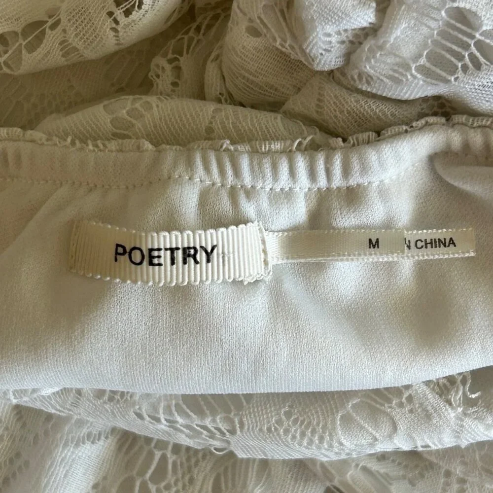 Poetry‎ White Lace Country Western Boho Strapless babydoll Dress Casual - Medium